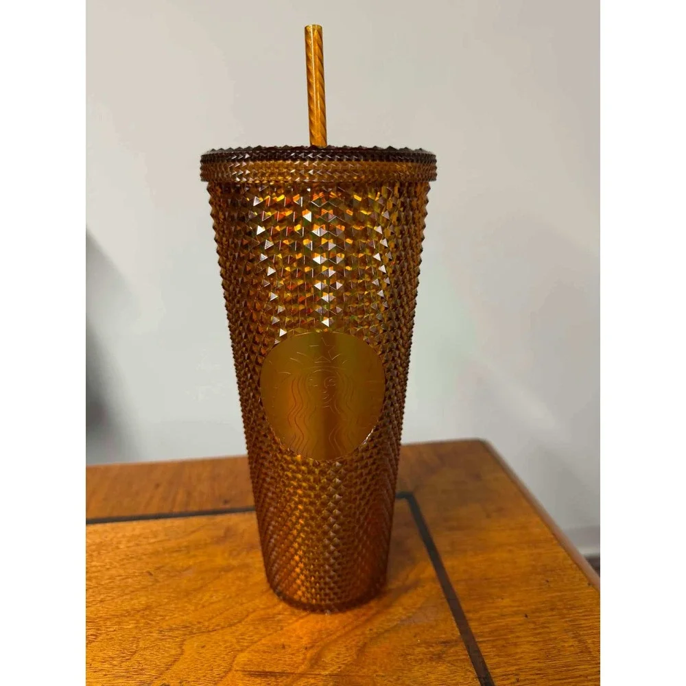 Starbucks Unisex 24oz Amber Orange Studded Venti Tumbler Cold Cup Honeycomb